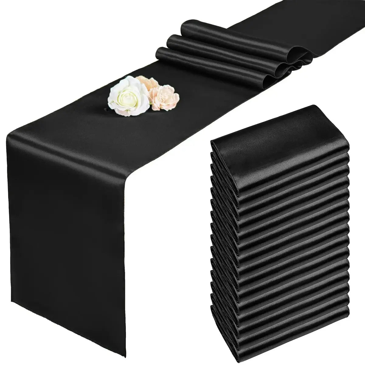 Chemin de table doré en satin de Mafrenesiedecoration, idéal pour mariage et fêtes, avec 20 couleurs disponibles.