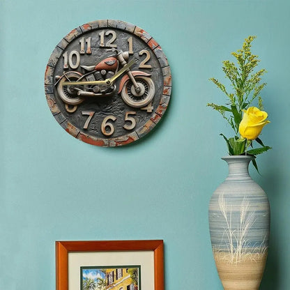 Horloge Moto Murale Bois Rustique Moderne | Quartz Silencieux - Mafrenesiedecoration