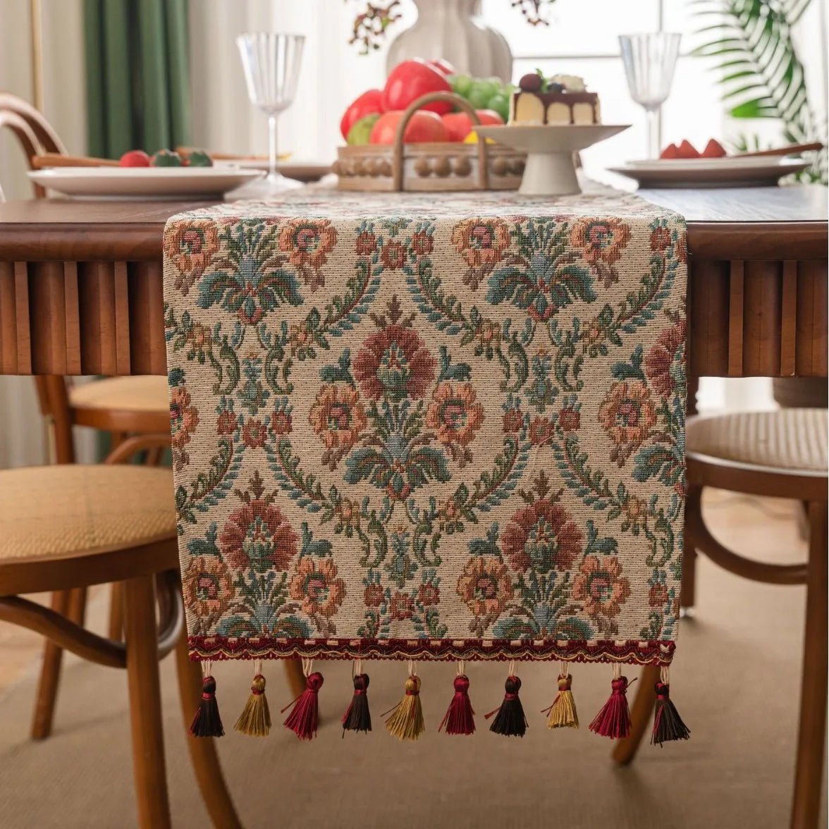 Chemin de table franges style champêtre mariage outdoor