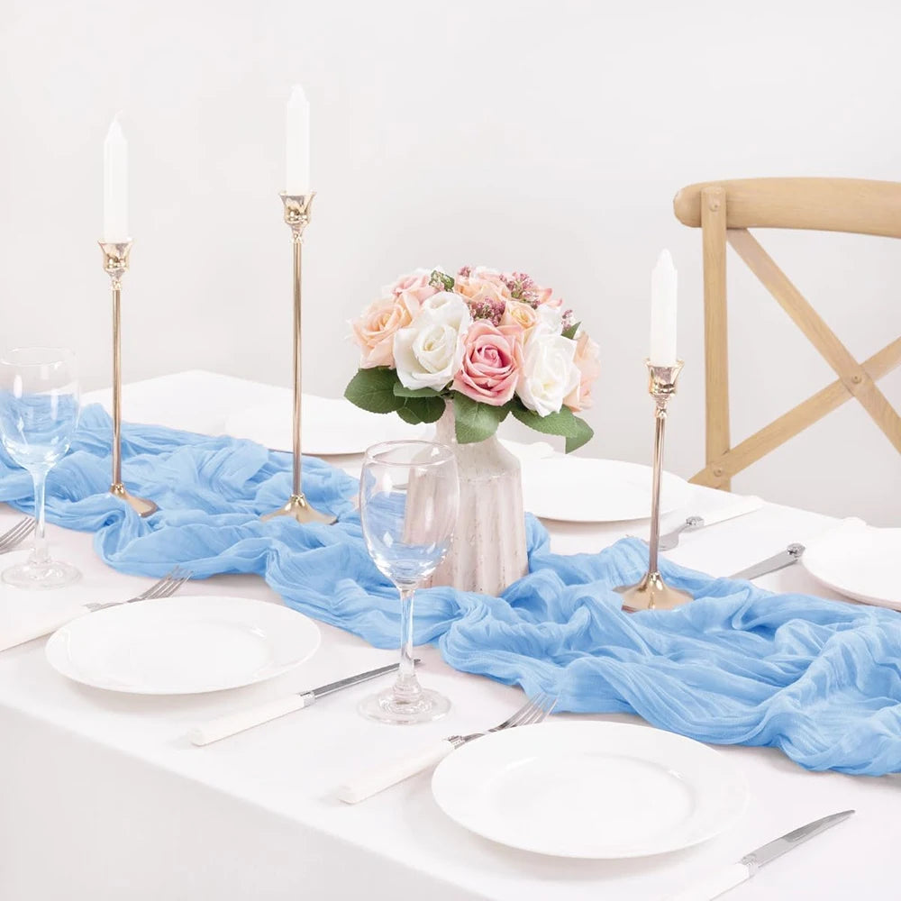Chemin de table Gaze de coton Mafrenesiedecoration, style bohème et mariage, 90 cm de long, décoration élégante pour table.