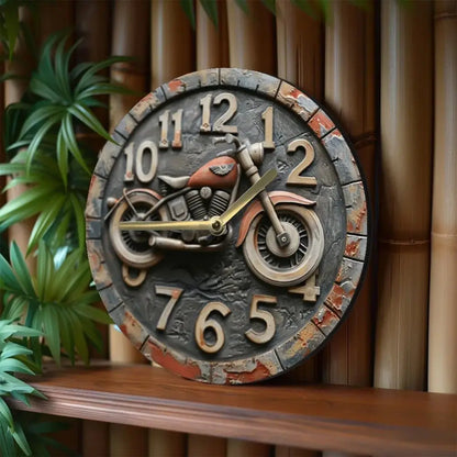 Horloge Moto Murale Bois Rustique Moderne | Quartz Silencieux - Mafrenesiedecoration