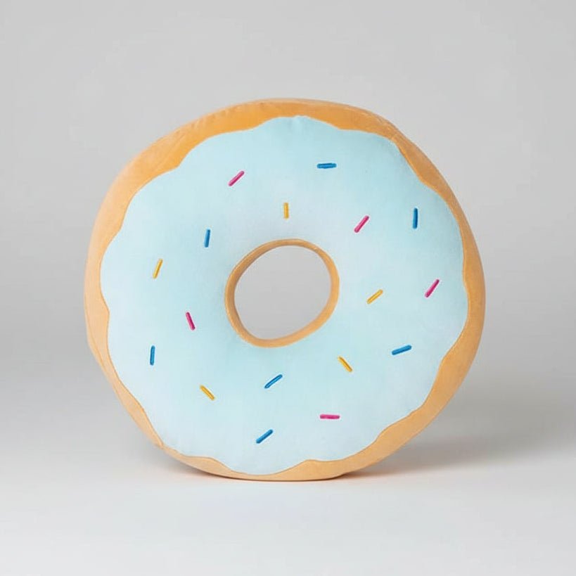 Coussin décoratif donut rose bleu - gros coussin canapé style boho 38cm