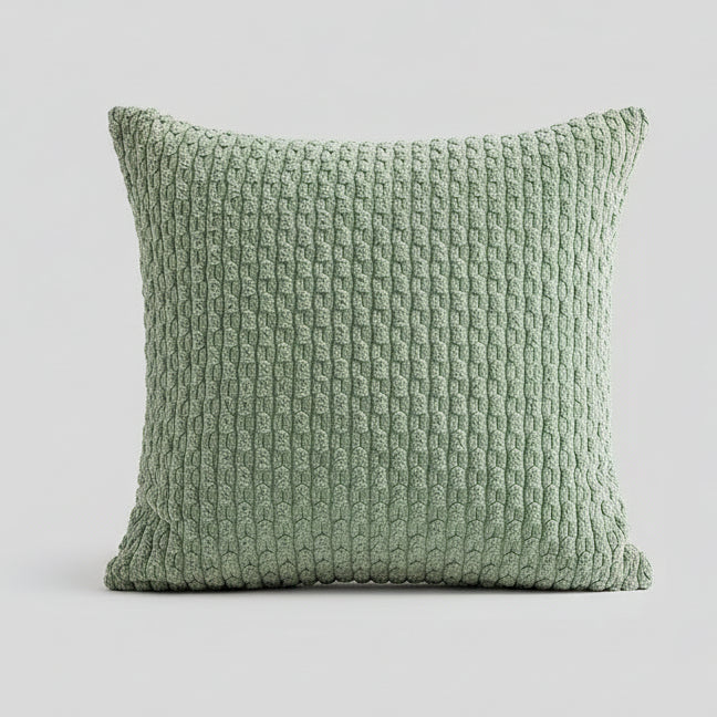 Coussin decoratif canape vert 45cm style boho rayures - decoration salon moderne
