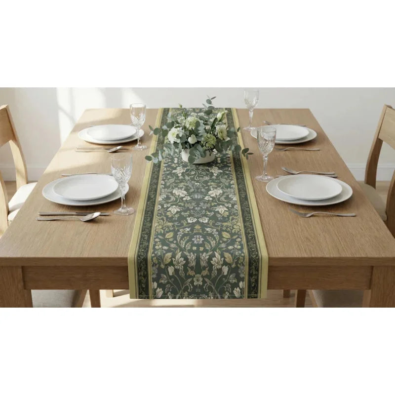 Chemin de table floral Mafrenesiedecoration avec motif imprimé champêtre et romantique, décoration élégante pour table.