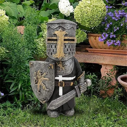 Statue de jardin insolite, nain chevalier en résine de 15cm, gardien médiéval humoristique, style fantaisie Mafrenesiedecoration