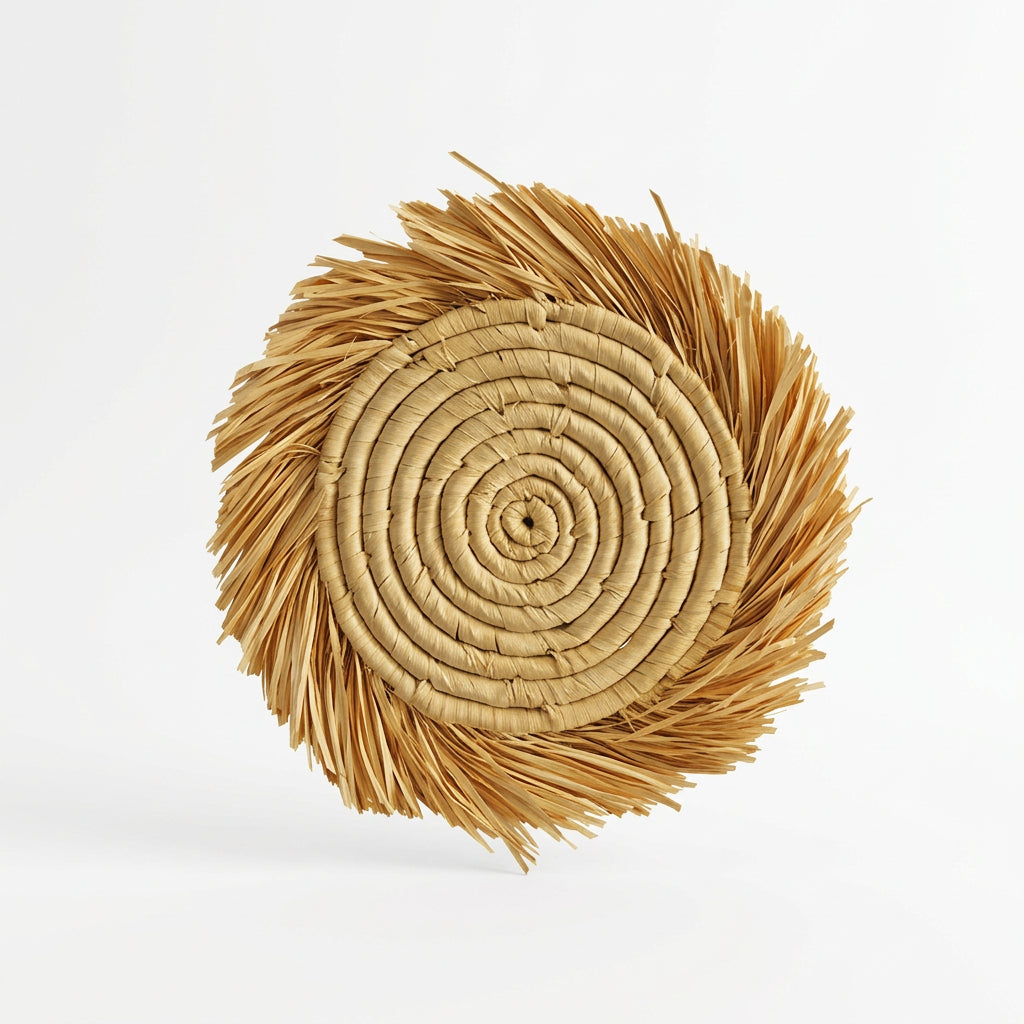 Assiette murale tressée en herbe marine — 5 modèles bohèmes