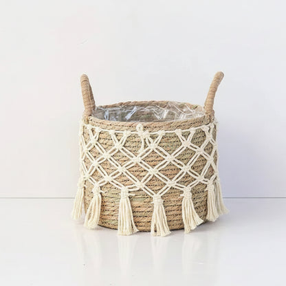 Cache pot macramé avec plante verte, dimensions du panier