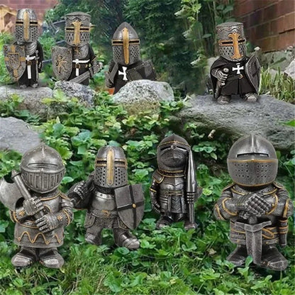Nain de jardin insolite chevalier chibi collection armure médiévale gardiens