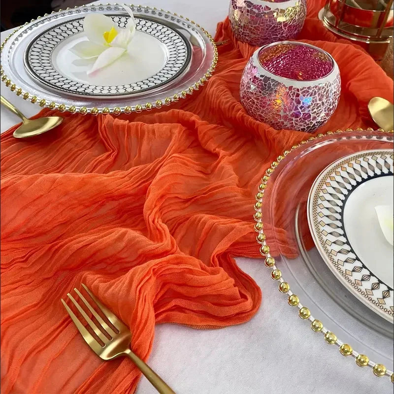Chemin de table orange Mafrenesiedecoration pour automne, Halloween et fêtes, décoration élégante pour la table.