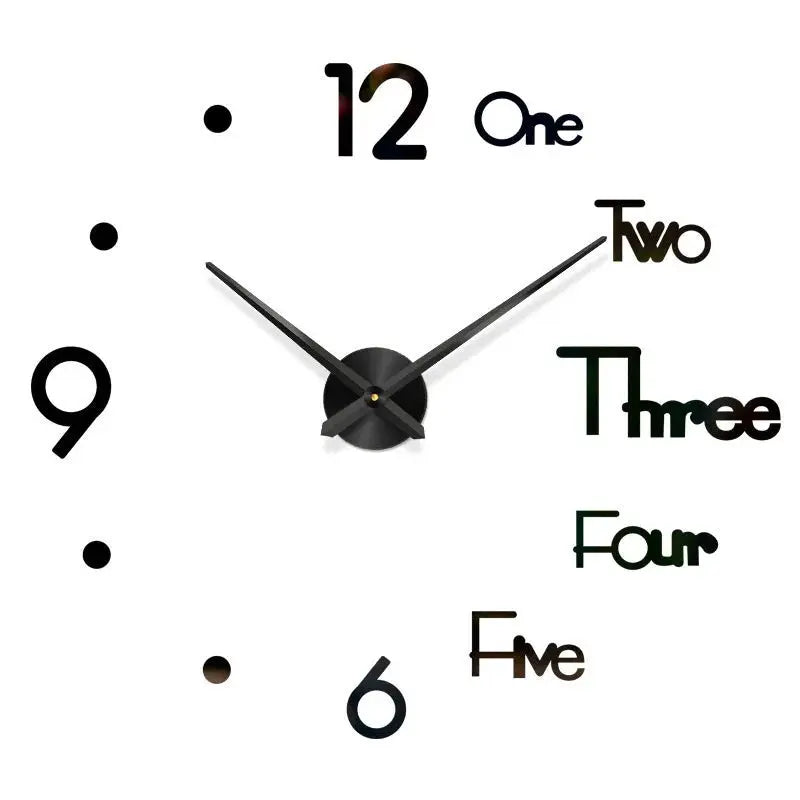 Horloge murale moderne 2023 en acrylique miroir, design 3D, grand format, pour décoration intérieure, montre quartz tendance.