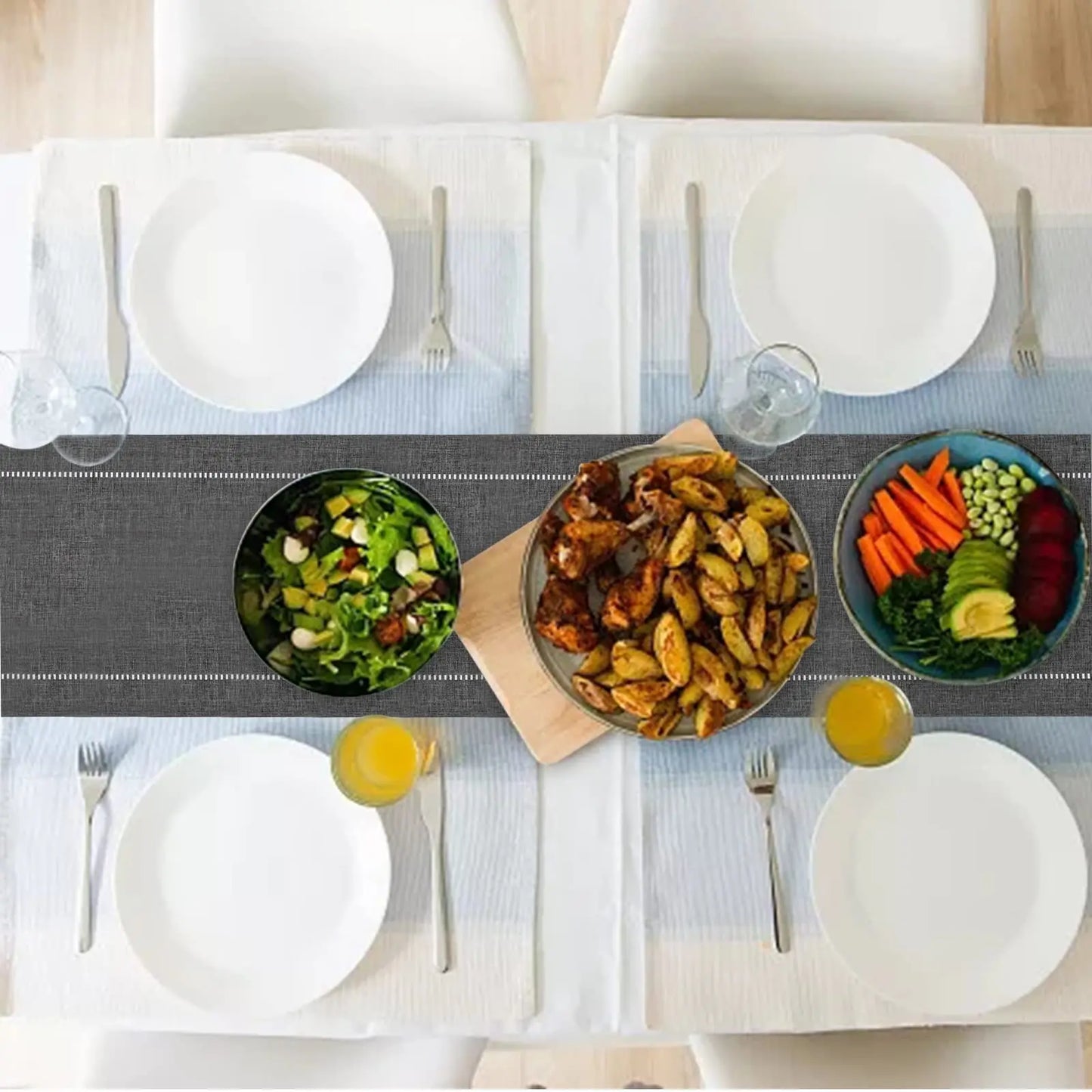 Chemin de table vert sauge lin 32x150cm petite table