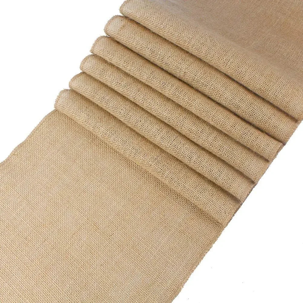 Chemin de table jute 30x240cm table réception bois naturel