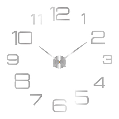 Horloge murale moderne 2023 avec design 3D, miroir en acrylique et style fashion pour décoration salon ou maison.