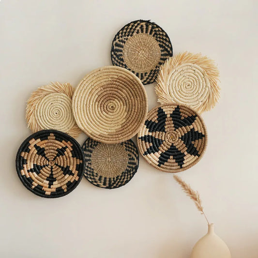 Assiette murale tressée en herbe marine — 5 modèles bohèmes