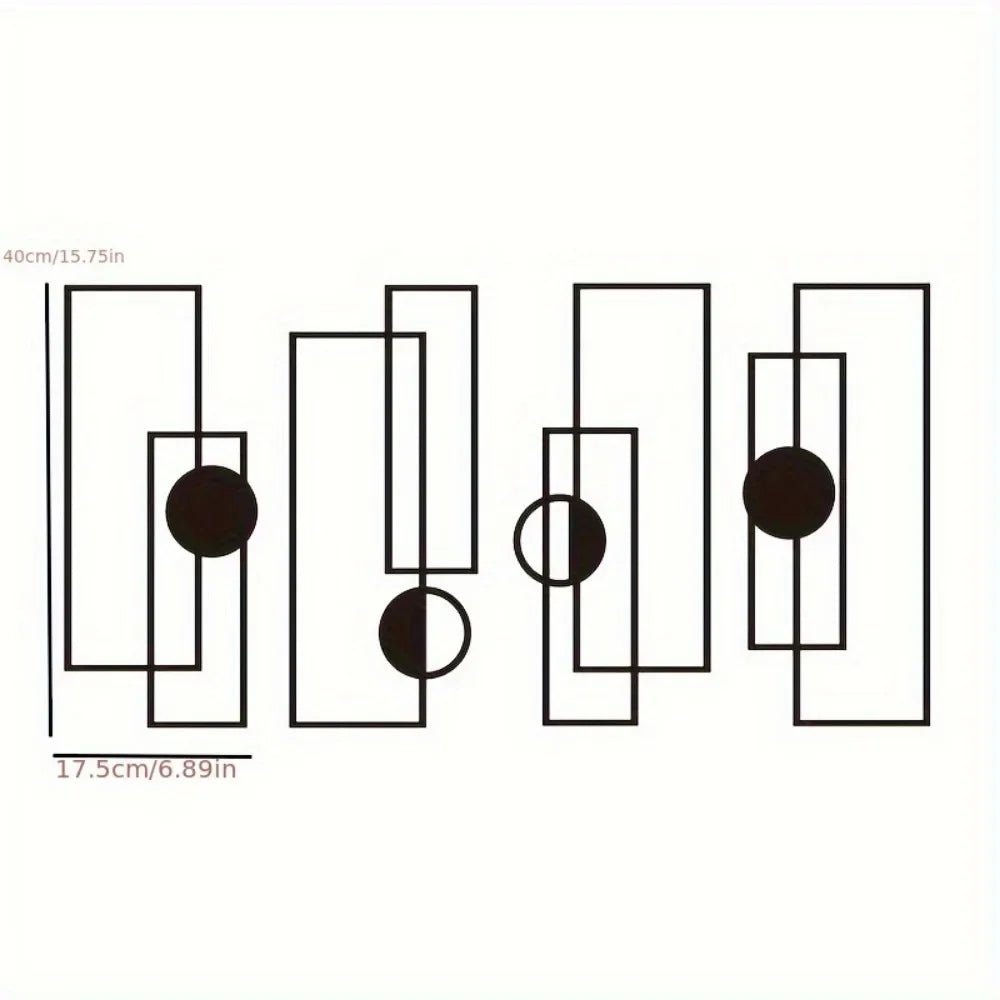 Decoration Murale Métal Noir Géométrique 4 Pièces Modernes - Mafrenesiedecoration