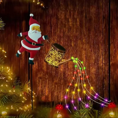 Décoration de jardin Noël Père Noël solaire avec arrosoir LED cascade, résistante IP65, de la marque Mafrenesiedecoration.