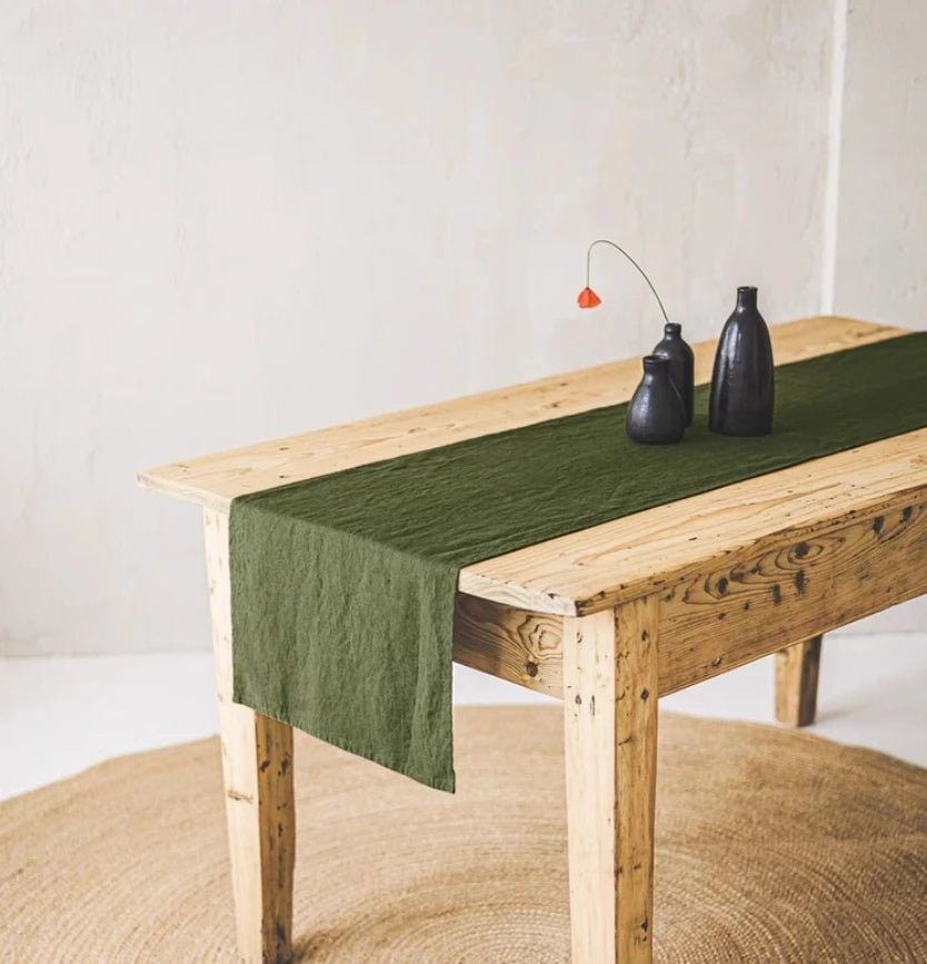 Chemin de table lin lavé stone wash lin naturel 40x180cm