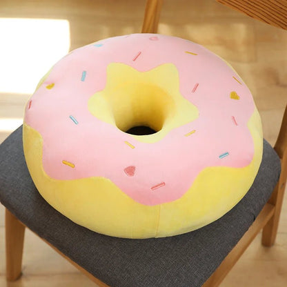Coussin canapé donut 38cm rose bleu - gros coussin décoratif confortable
