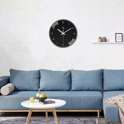 Horloge noire murale verre 12 pouces détail aiguilles inversées chiffres arabes miroir