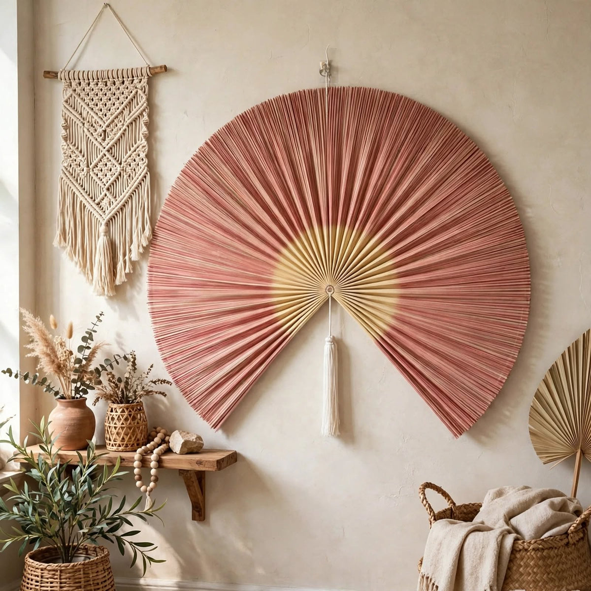 Décoration murale bambou — Grand éventail pliable