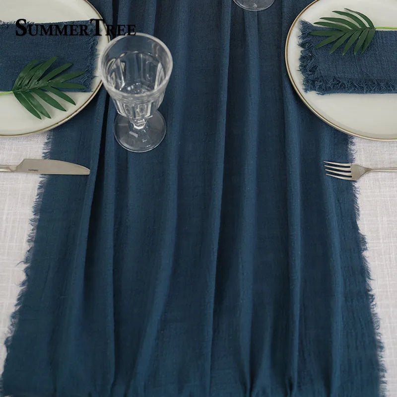 Chemin de Table en Gaze de Coton — Texturé, Léger & Bohème pour Mariage et Table Festive - Mafrenesiedecoration