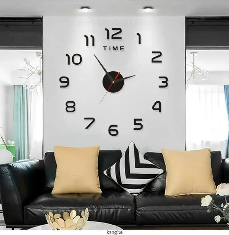 Horloge murale moderne 2023 en acrylique miroir avec design 3D, grande taille, pour salon ou décoration intérieure.