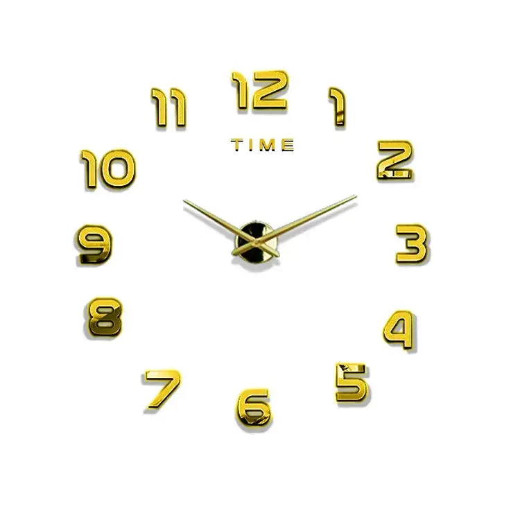 Horloge murale moderne 2023 en acrylique miroir avec design 3D, grande taille, style contemporain, décoration intérieure élégante.