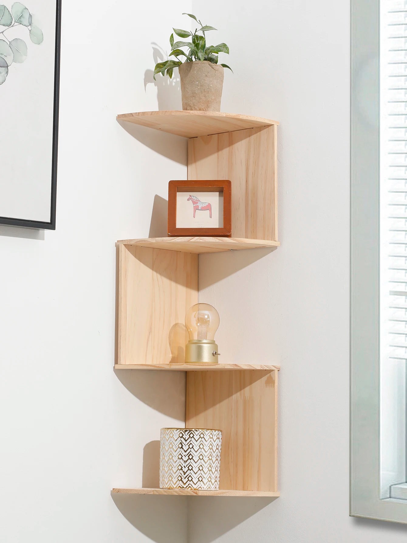 Etagere Murale Angle Bois  - Rangement Coin