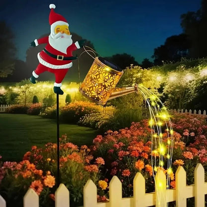 Décoration de jardin Noël Père Noël solaire avec arrosoir LED cascade, résistante IP65, de la marque Mafrenesiedecoration.