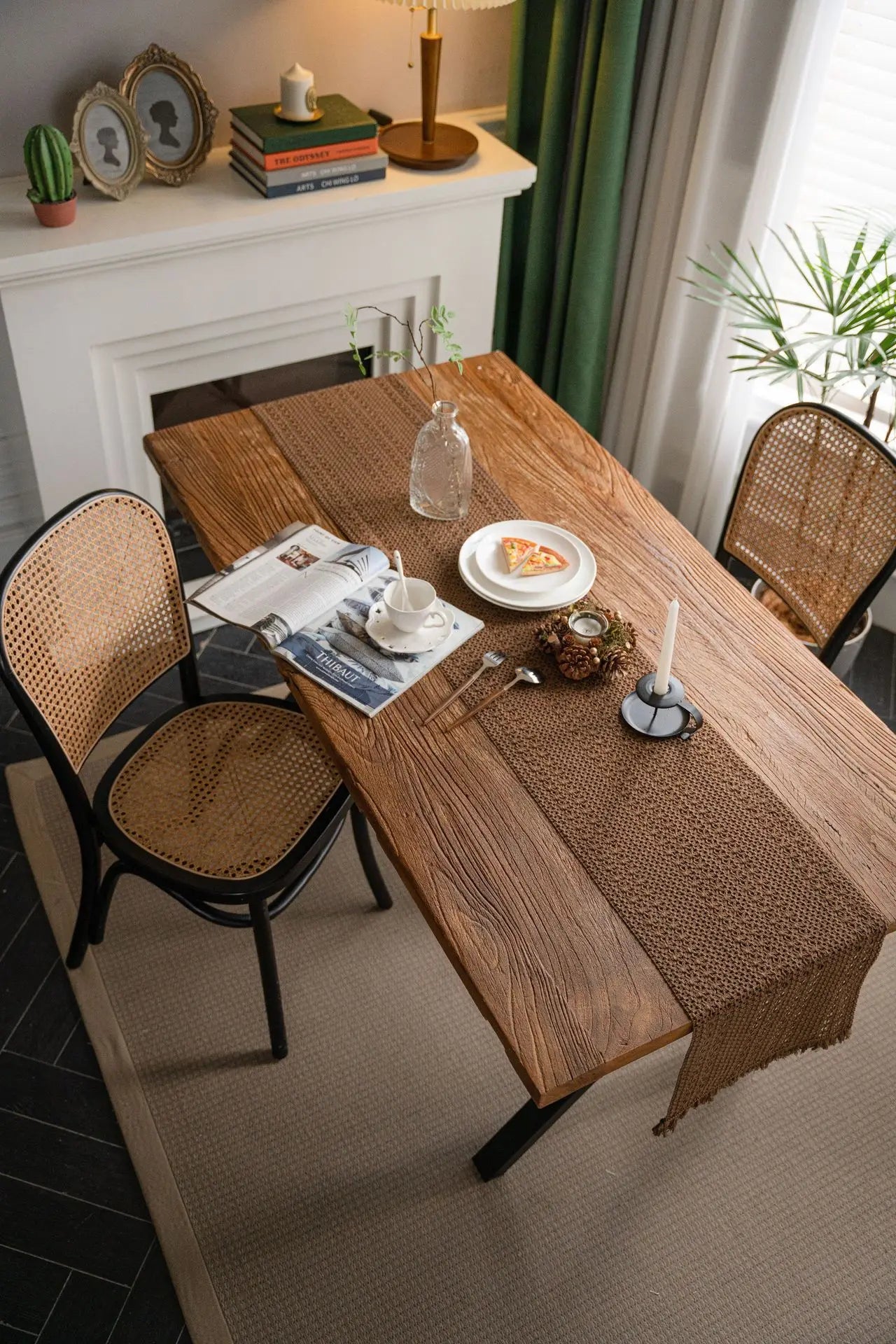 Chemin de table crochet brun ambiance naturelle rustique chic