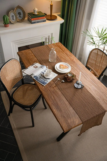 Chemin de table crochet brun ambiance naturelle rustique chic