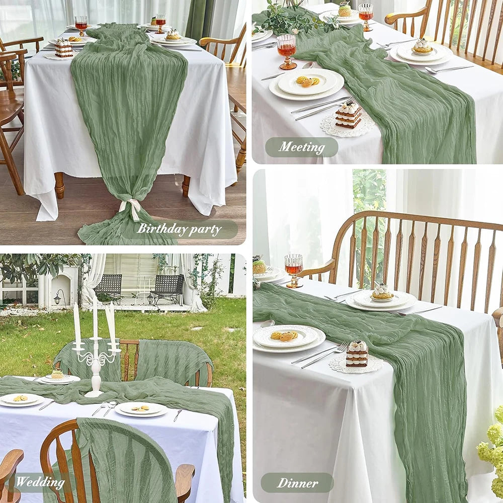 Chemin de table en gaze de coton Mafrenesiedecoration, 90cm, style bohème idéal pour mariage ou décoration élégante