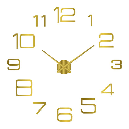 Horloge murale moderne 2023 en acrylique miroir avec chiffres 3D, design élégant pour salon ou décoration intérieure.