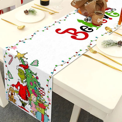 Chemin de table Noël géométrique 33x120cm petite table