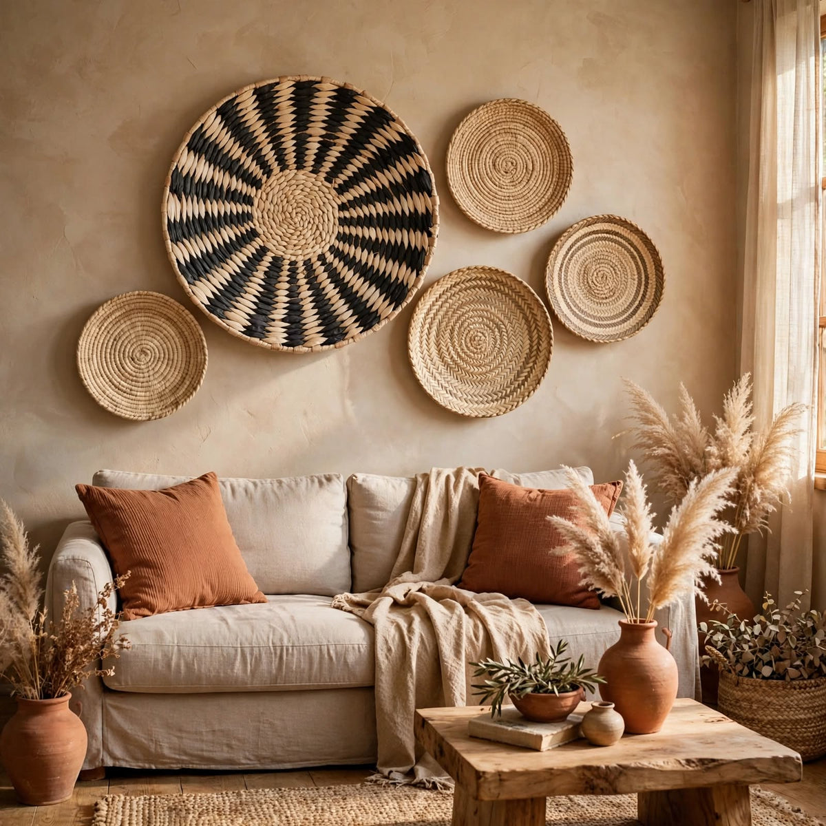 Décoration murale ethnique en seagrass tressé main