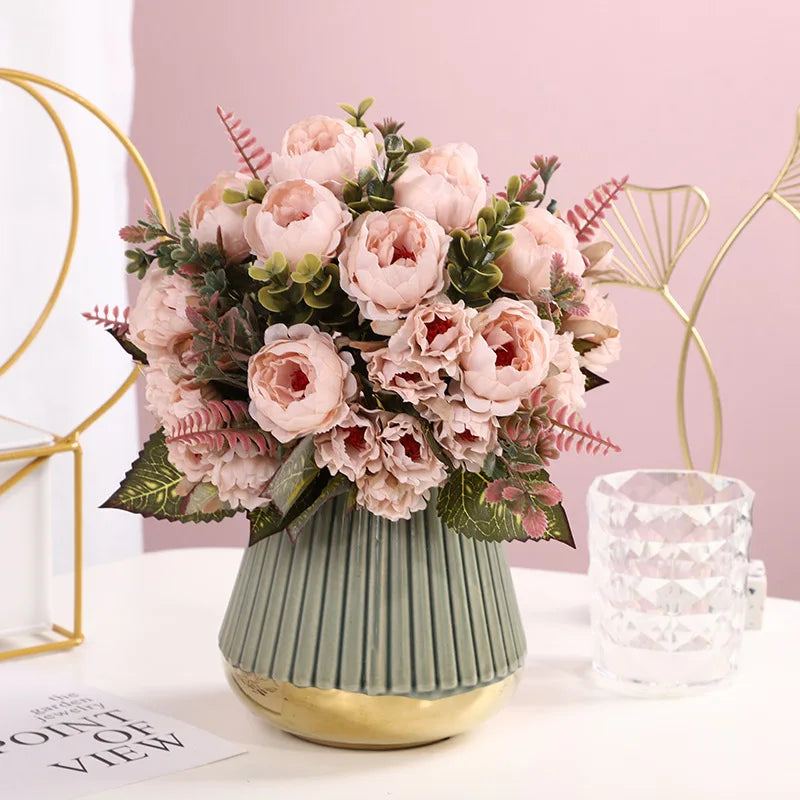 Bouquet de pivoines artificielles en soie, vue d'ensemble des coloris