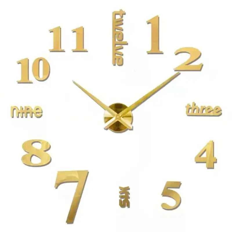 Horloge murale moderne 2023 en acrylique miroir avec design 3D, grand format, pour décoration intérieure, marque Mafrenesiedecoration.