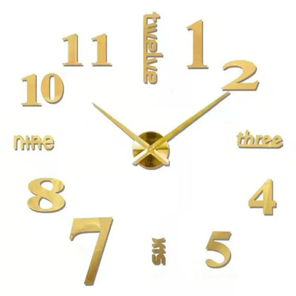 Horloge murale moderne 2023 en acrylique miroir avec design 3D, grand format, pour décoration intérieure, marque Mafrenesiedecoration.
