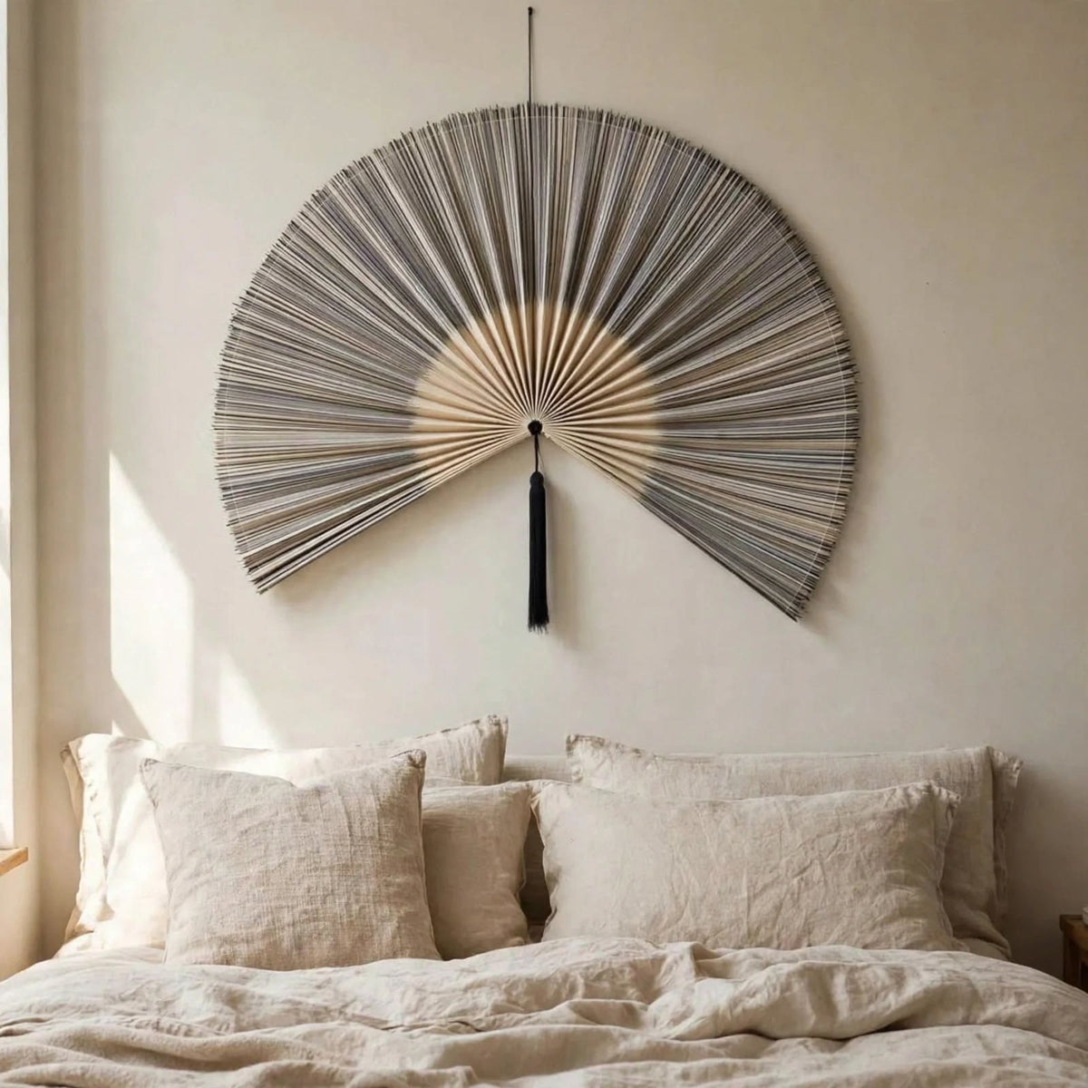 Décoration murale bambou — Grand éventail pliable