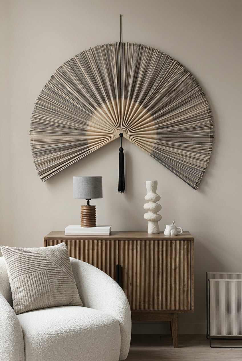 Décoration murale bambou — Grand éventail pliable
