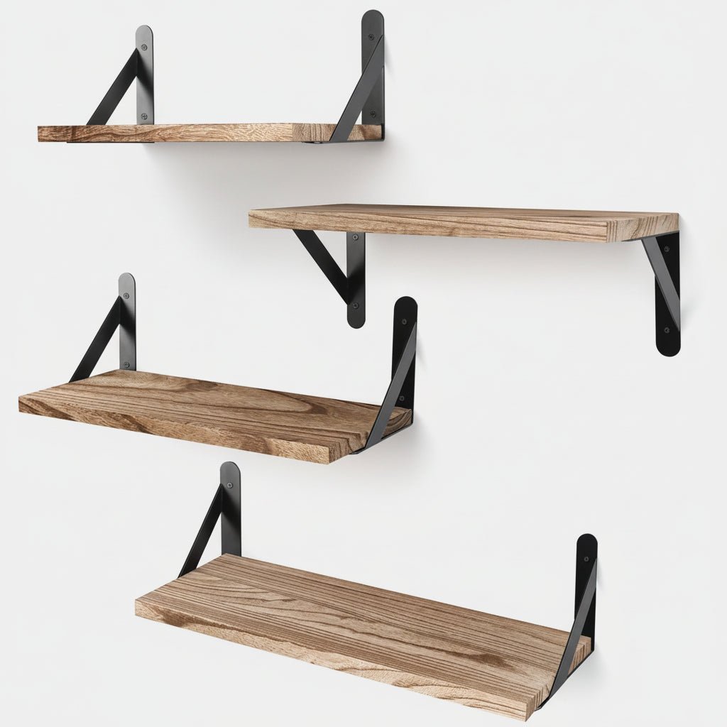 Etagere murale en bois Pin Support Métallique - Rangement Suspendu - Mafrenesiedecoration