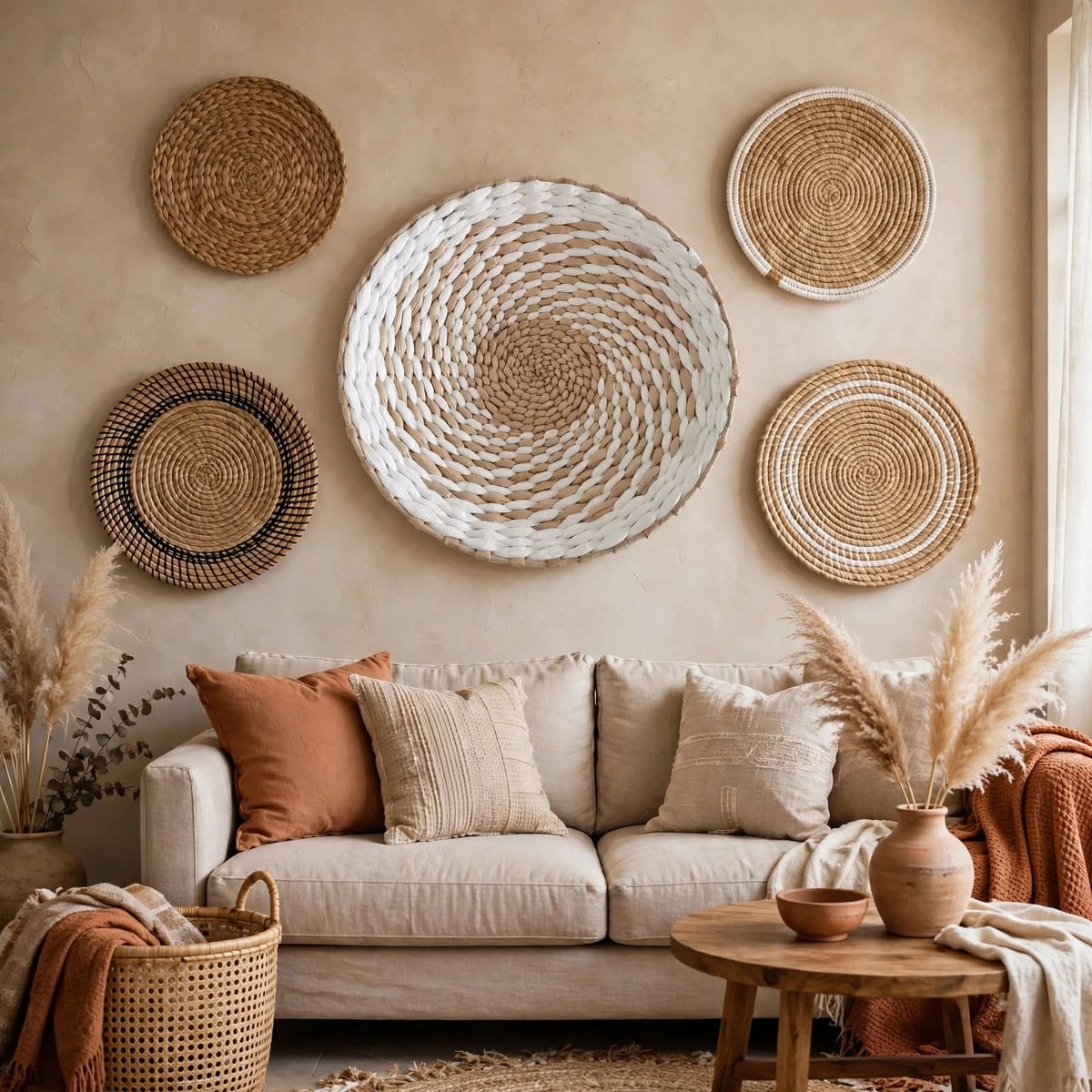 Décoration murale ethnique en seagrass tressé main