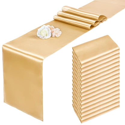 Chemin de table en satin doré Mafrenesiedecoration, parfait pour mariage et fêtes, présenté en couleur or brillant.