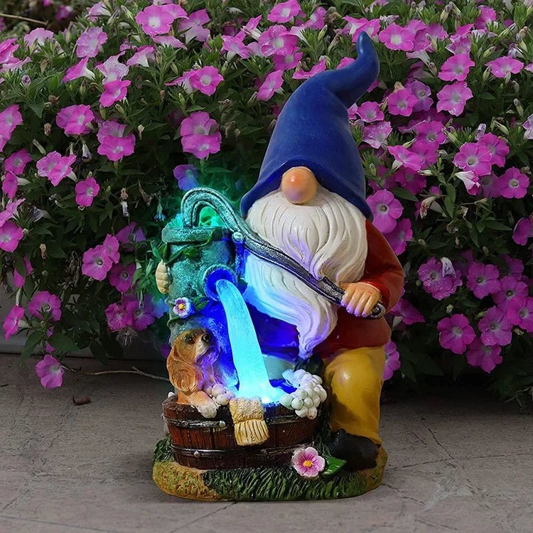 Nains de jardin doigt d'honneur puits vue détail résine qualité
