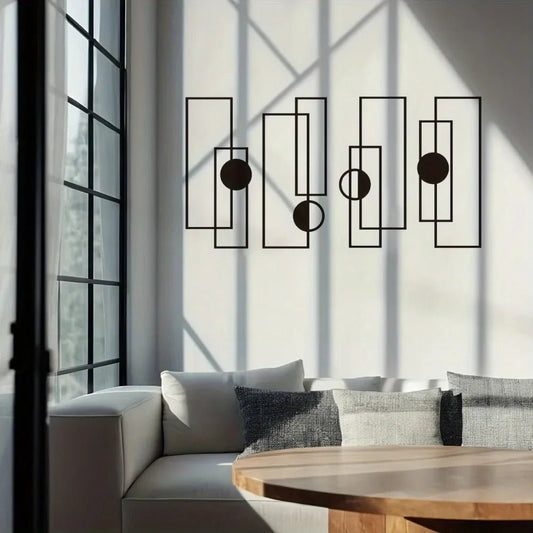 Decoration Murale Métal Noir Géométrique 4 Pièces Modernes - Mafrenesiedecoration