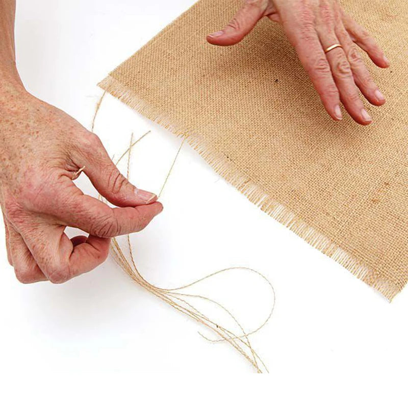 Chemin de table jute franges longues 30x240cm grande tablée réception