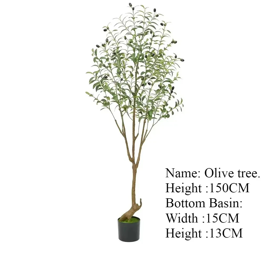 La plante artificielle d'extérieur Olive mesure 150 cm de haut et arbore des feuilles vertes aux couleurs olive foncées. Présentée dans un pot noir (15 cm de large et 13 cm de haut), elle est idéale pour un jardin méditerranéen ou comme plante décorative d'extérieur.