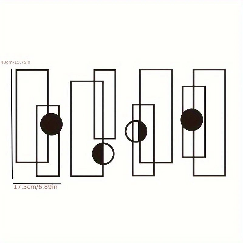 Decoration Murale Métal Noir Géométrique 4 Pièces Modernes - Mafrenesiedecoration