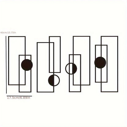 Decoration Murale Métal Noir Géométrique 4 Pièces Modernes - Mafrenesiedecoration