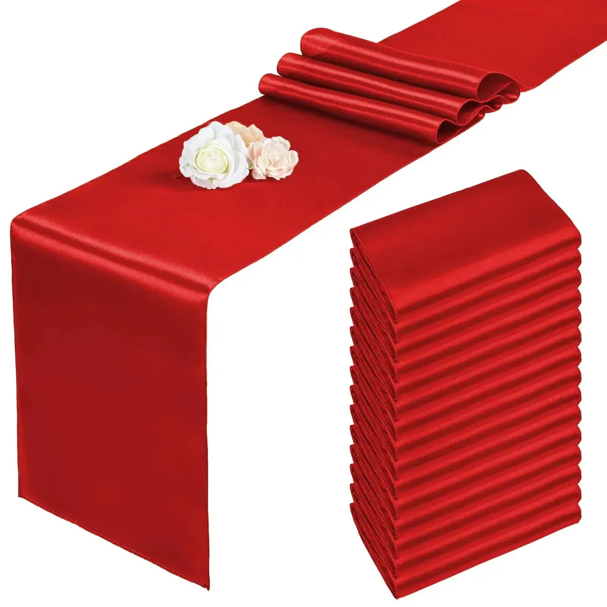 Chemin de table doré en satin de Mafrenesiedecoration, idéal pour mariage et fêtes, avec une finition élégante.